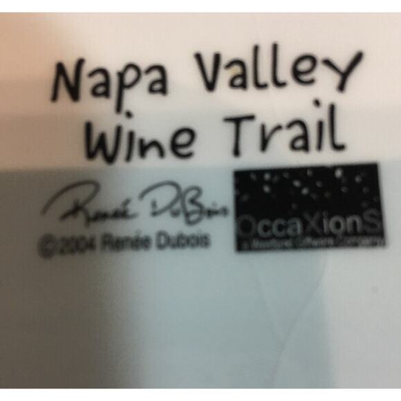 Rene Dubois Napa Valley Wine Trail 4 Salad Plates Quotes Grapes Cheese Wine - Picture 7 of 7